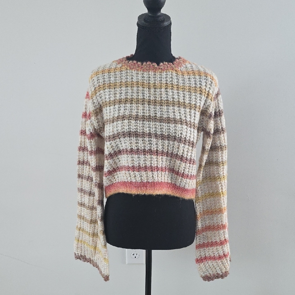 So Me Cozy Striped Sweater in Cream, Brown, and Pink